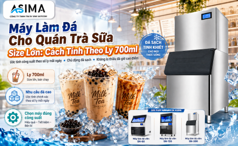 Máy làm đá cho quán trà sữa size lớn ly 700ml
