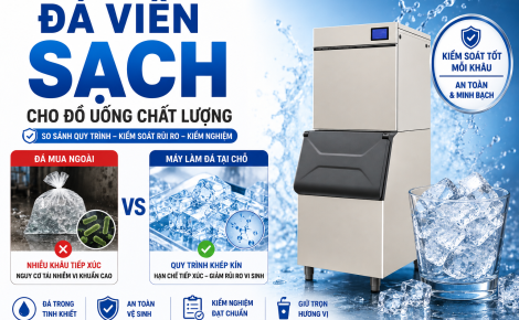 Đá máy làm sạch hơn hay Đá mua ngoài sạch hơn? Góc nhìn từ quy trình và kiểm nghiệm thực tế