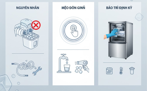 Máy làm đá không xả đá: Nguyên nhân & mẹo đơn giản